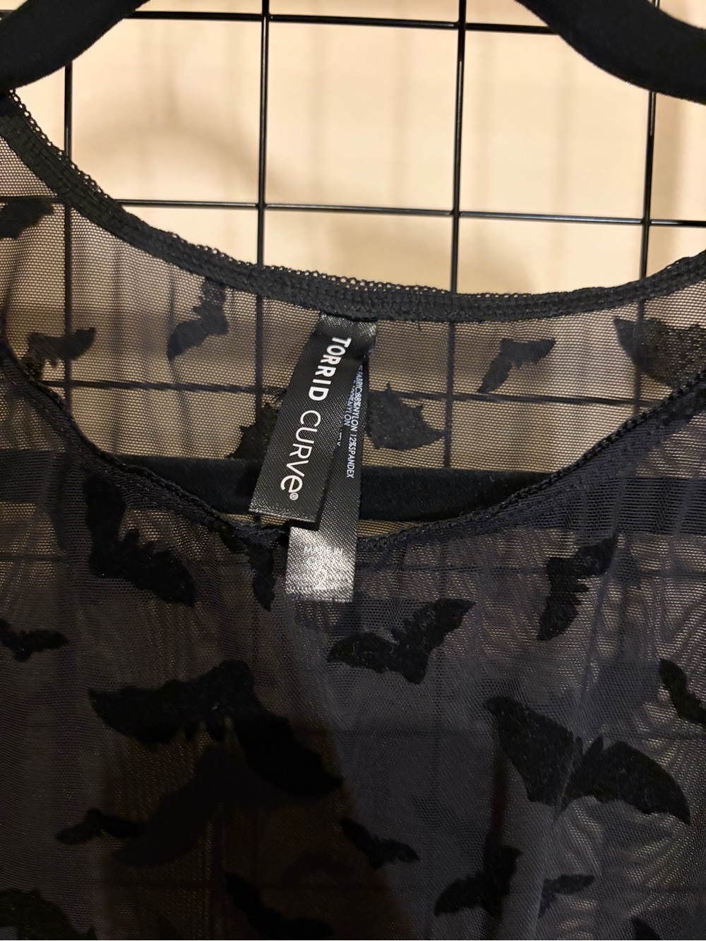 Torrid Mesh Under It All Black Sheer Bat-Print Crop Top - Women - Picture 3 of 4
